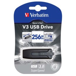Verbatim USB flash disk, USB 3.0, 256GB, V3, Store N Go, czarny, 49168, USB A, z wysuwanym złączem