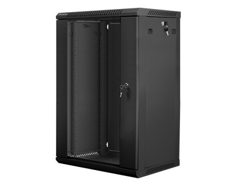 Lanberg Szafa instalacyjna wisząca 19'' 18U 600X450mm czarna (drzwi szklane)