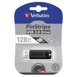 Verbatim USB flash disk, USB 3.0, 128GB, PinStripe, Store N Go, czarny, 49319, USB A, z wysuwanym złączem