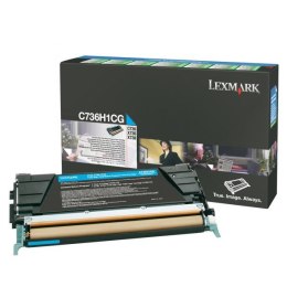 Lexmark oryginalny toner C736H1CG, cyan, 10000s, high capacity, return